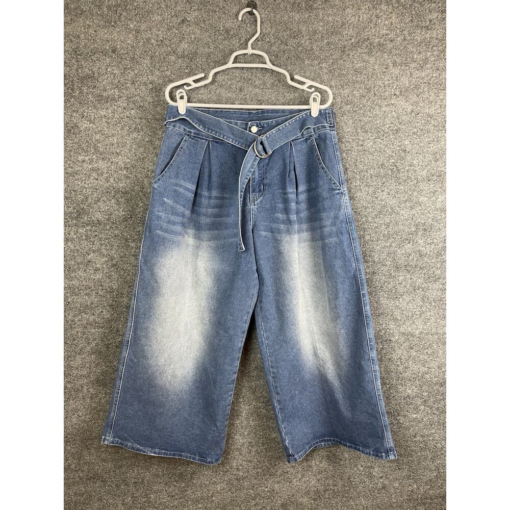 Stylewe Goucho's Pants Women's XL Blue Ditressed Cropped
